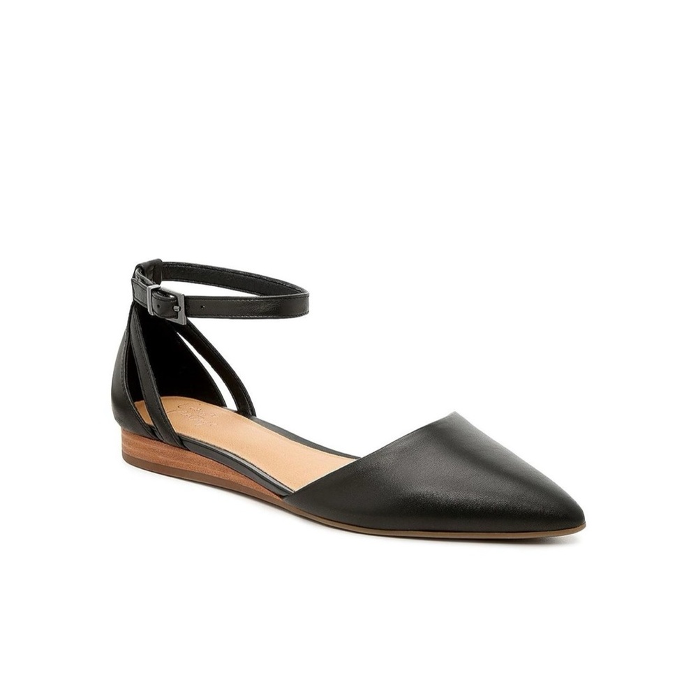 Crown Vintage Black Evalinda Flat Pointed Toe Ankle Strap